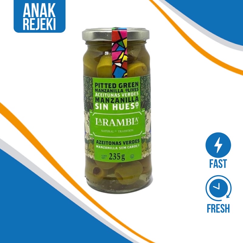 

La Rambla Buah Zaitun olive Hijau / Green Pitted Olives 235gr