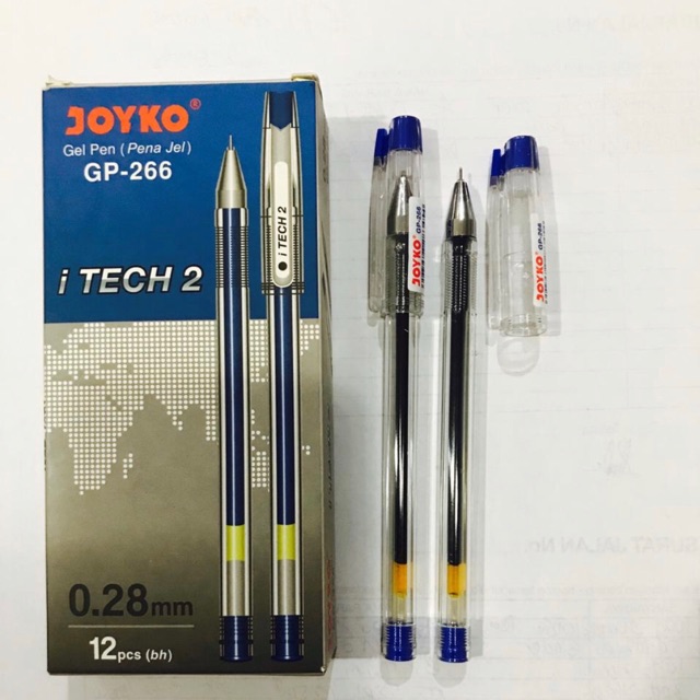

( 12 pcs ) Pulpen Gel / Gel Pen Hitech / Bolpen Jel Itech 2 GP-266 0.28 mm tersedia tinta hitam / biru Itech2