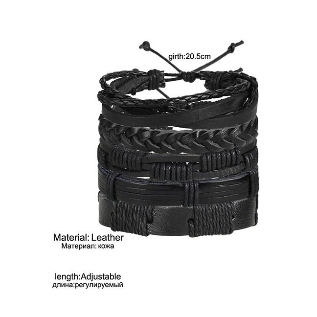 LRC Gelang Tangan Fashion Black Woven Beaded Mens K55506