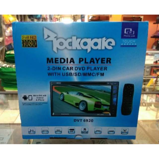 Doubledin tv rockgate bluetooth headunit audio mobil