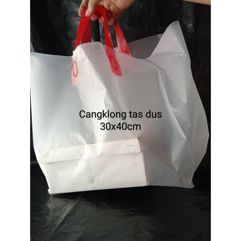 Tas Cangklong Plastik untuk Dus nasi donat ayam/Cangklong tas dus ukuran 30x40 cm Panfix