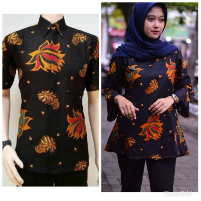 Kemeja hem batik baju seragam kantor couple batik gunungan