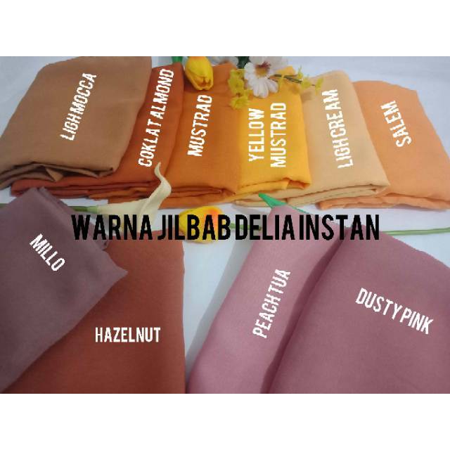 PROMO Jilbab instan delia slub 2 layer material dobbel hicount-3