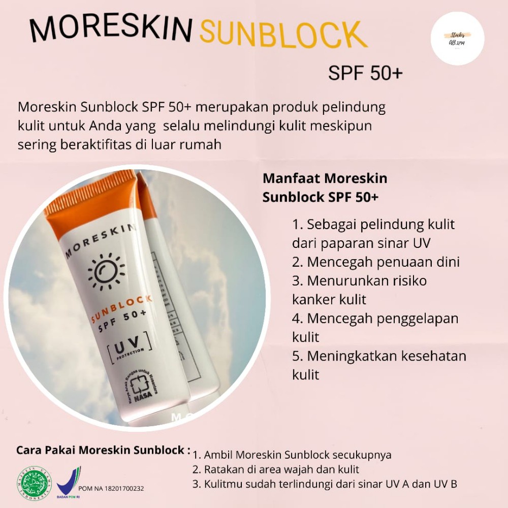 Moreskin Sunblock SPF 50+ Original Series | Mencegah Kulit Terbakar Sinar Matahari