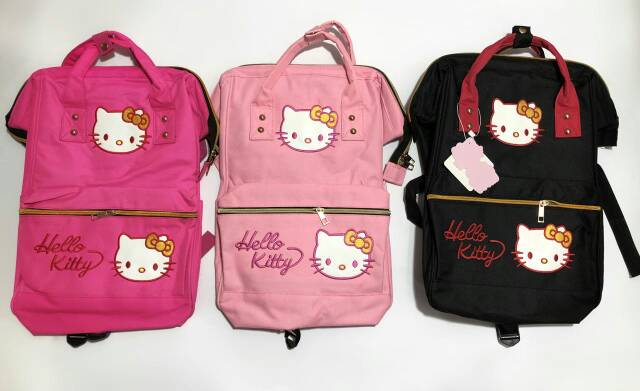 Tas Ransel 2 in 1 Hellokitty Bordir fashion design/Tas Kampus/Tas Laptop/Backpack/