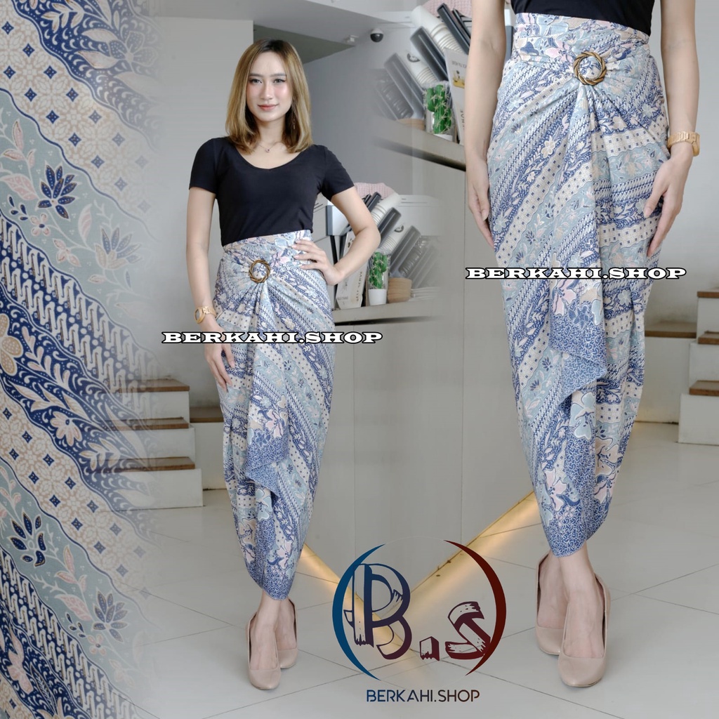 Rok Lilit Batik Bawahan Kebaya Modern Rok Serut Batik rok lilit batik kain lilit murah lilit batik modern motif laras biru