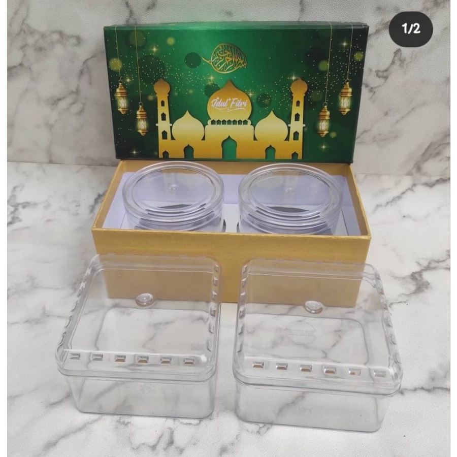 

Hard Box Tema Idul Fitri Hijau / hampers / kue kering