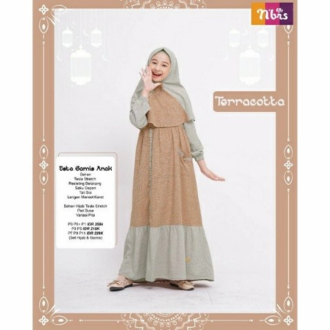 SET BAJU GAMIS Hijab Anak Perempuan Muslim Sarimbit Esta Nibras 2021 - 3
