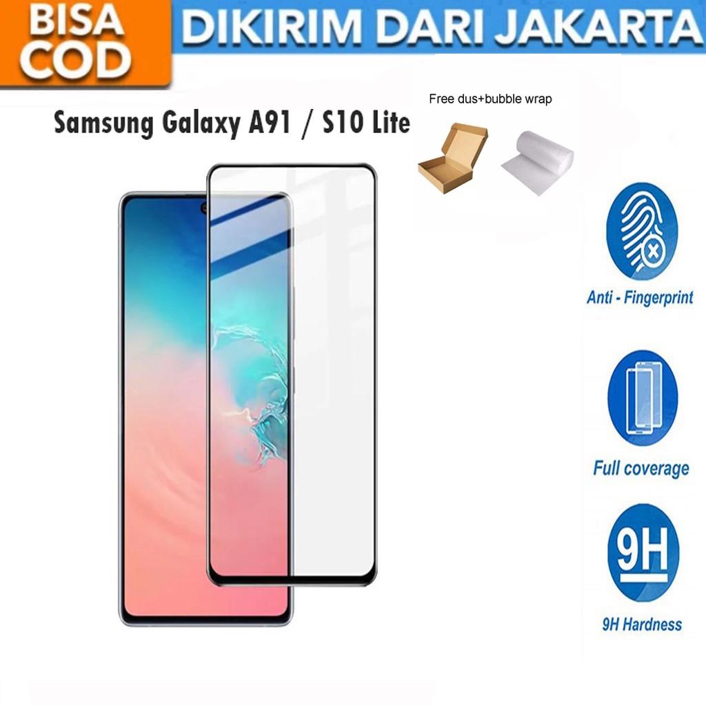 Tempered Glass Samsung Galaxy A91 / S10 Lite 2020 Full Cover / Full Screen Protector Anti Gores