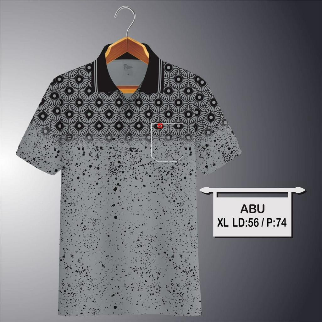 Noveli wear - Kaos kerah pria | kaos korea katun saku dewasa motip full print | kaos polo batik kode 03