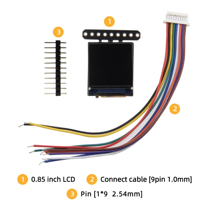 Btsg T-0.85 Inch IPS TFT LCD Module SPI Interface GC9107 Layar Driver IC Full Color 128x128 IPS Screen Display Replacem