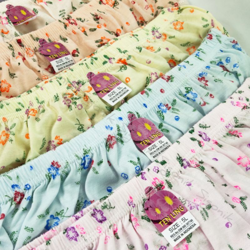 CD Celana Dalam Wanita Dewasa Super Big Size XXXL(4L) XXXXL(5L) Ekstra Jumbo TLN TENLING Motif Bunga Katun Cewek Perempuan Grosir Murah Karet Kerut Sigonik