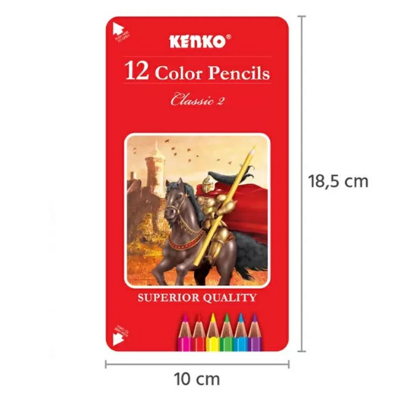 Pensil warna Superior Quality KENKO Kaleng / Tin isi 12 / 24-12 warna