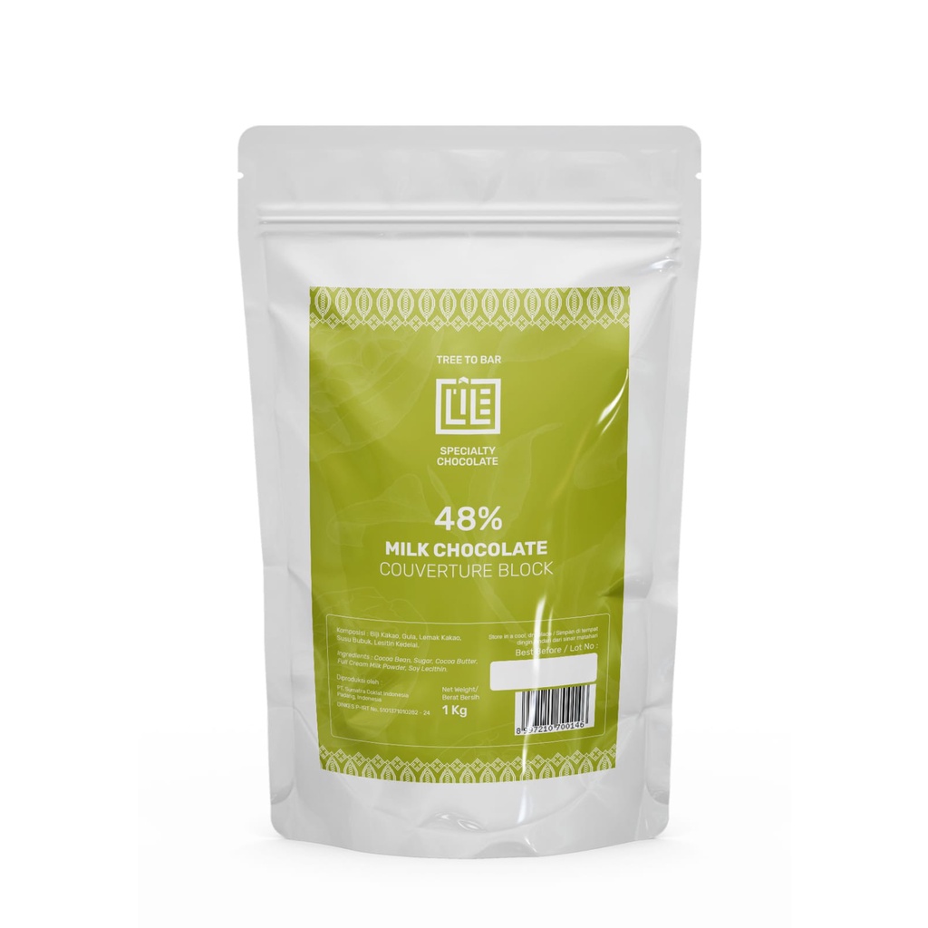 Sumatra Milk Couverture Chocolate 48% Bar 1kg