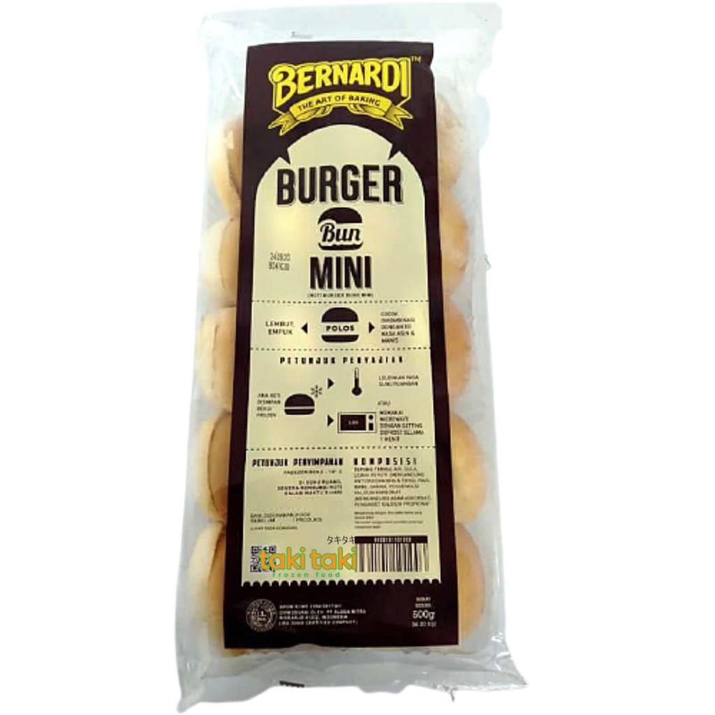 

Bernardi Roti Burger Mini isi 20, Roti Burger Instan, Roti Burger Siap Saji kemasan 500gram