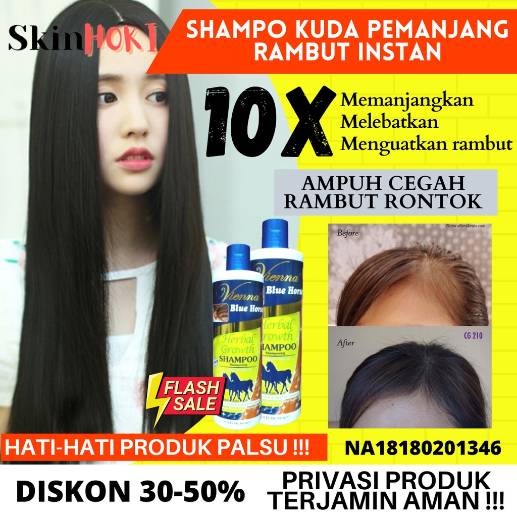 SAMPO KUDA PEMANJANG RAMBUT PENEBAL RAMBUT VIENNA BLUE HORSE HERBAL GROWTH SHAMPOO 350ML PENUMBUH RAMBUT ORIGINAL BPOM