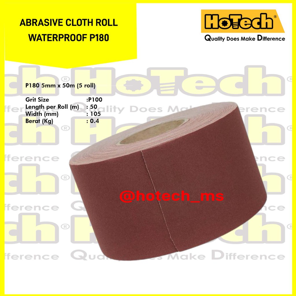 Kertas Amplas Roll | Langsol | Abrasive Cloth Roll, Waterproof P180 | 5 Roll
