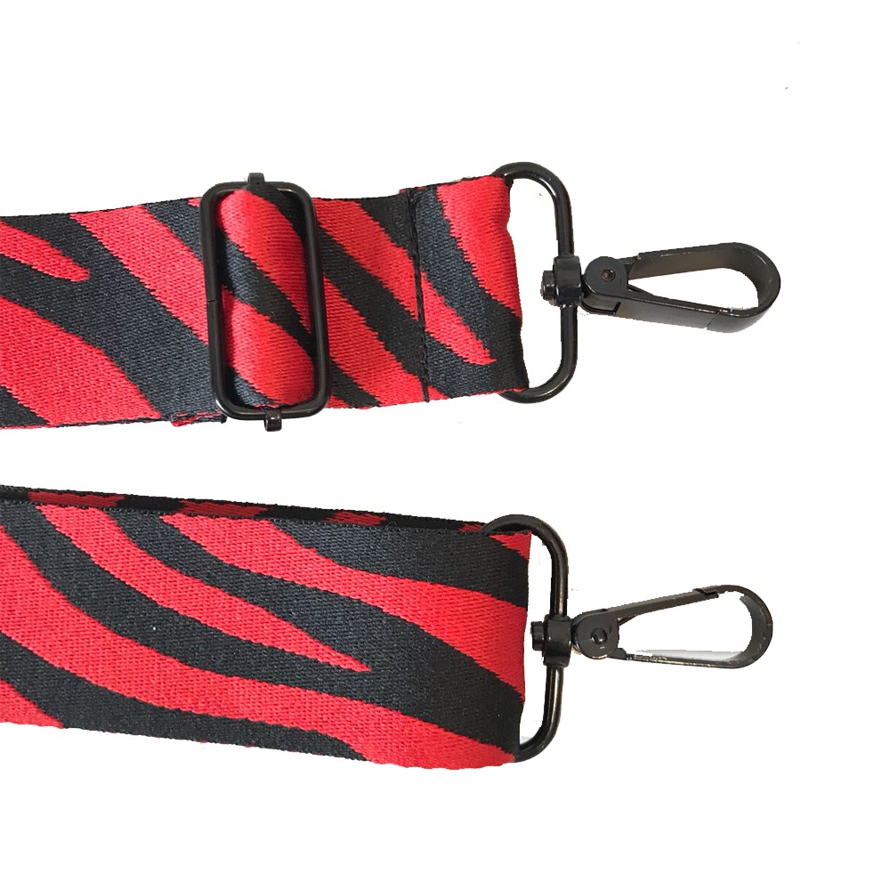 Canvas Strap Motif Zebra  / Tali Tas Lebar Kanvas halus / Long Strap Bag Adjustable Hitam Merah