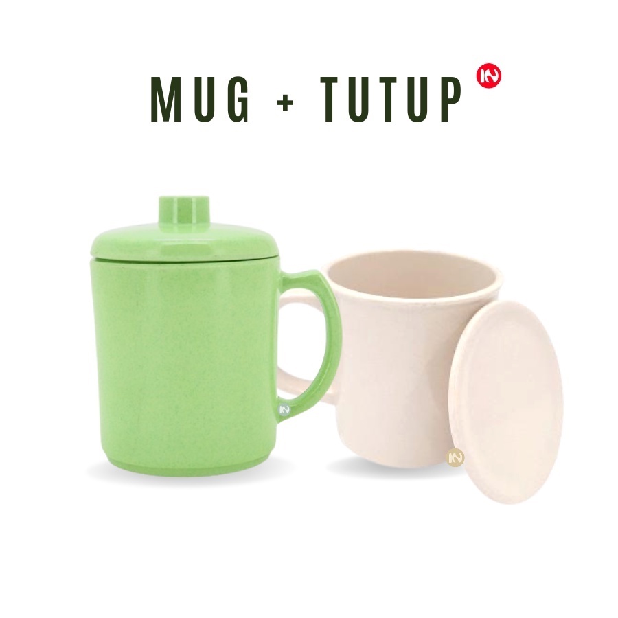 Mug Melamin + Tutup 600ml &amp; 340 ml  Cangkir Minum Teh/Kopi - Motif Hard Stone