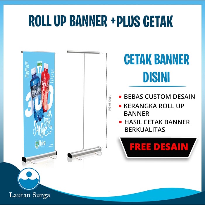 Stand Banner Roll Up Banner Stand Banner Plus Cetak Banner (Wisuda, Promosi Jualan, Ulangtahun) (Free Desain)