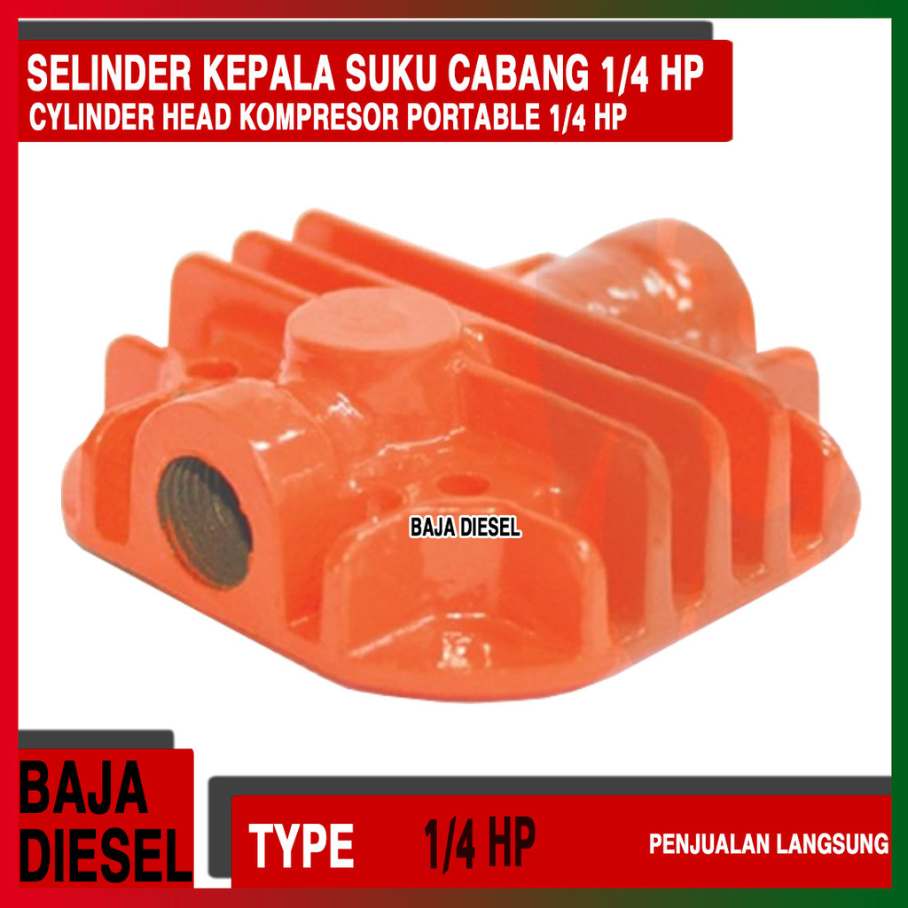 Selinder Kepala Suku Cabang 1/ 4 hp Cylinder Head Kompresor
