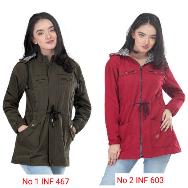 Jaket Parka Wanita Inficlo Inf 467 Jaket Wanita Inf 603 Jaket Cewek Jaket Distro Bandung Shopee Indonesia