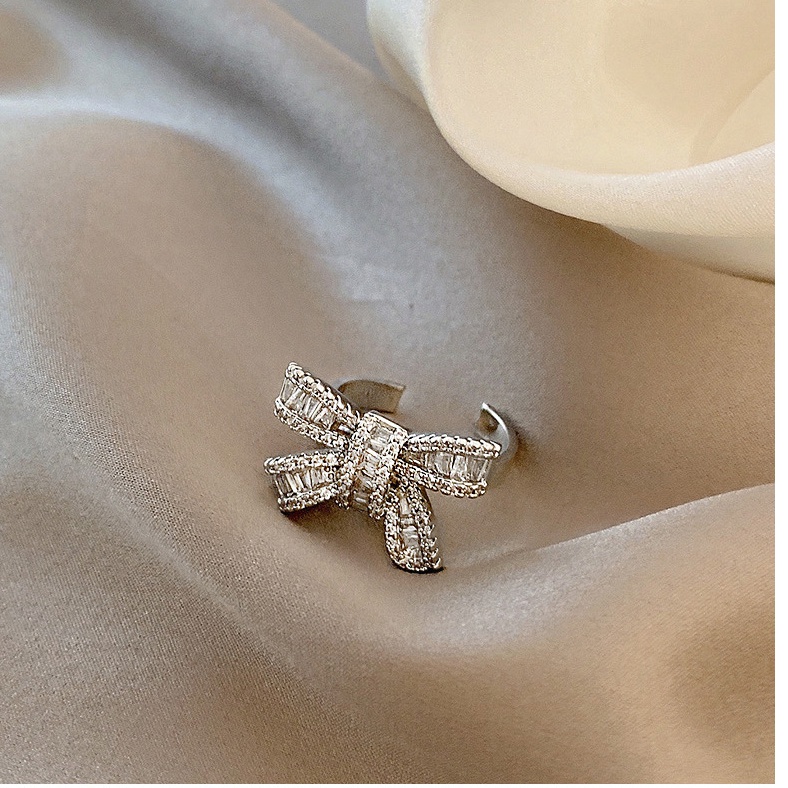 Cincin Model Terbuka Desain Kupu-Kupu Tiga Dimensi Bahan 925 silver Aksen Berlian Gaya Korea retro Untuk Wanita