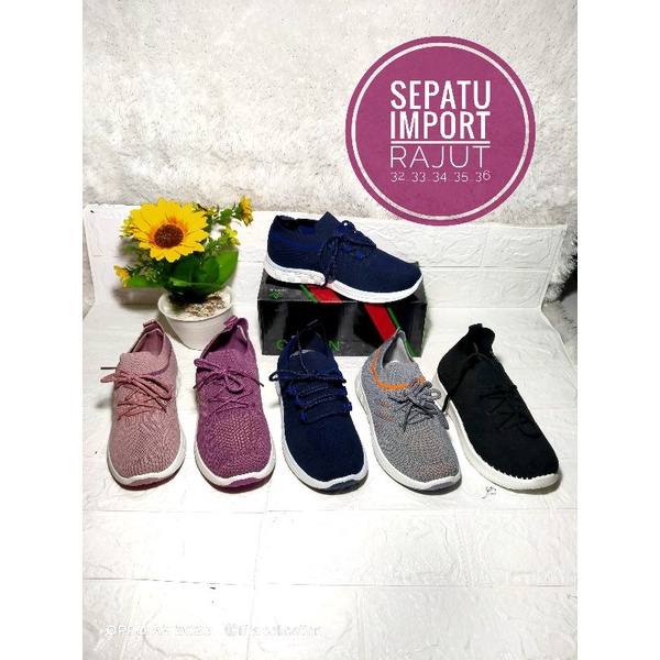 sepatu anak cewek collin import bahan rajut