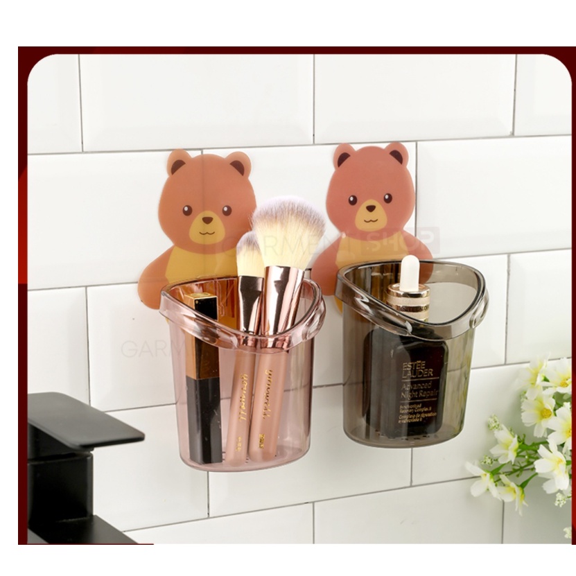 Tempat sikat gigi beruang /rak kamar mandi/gantungan tempel tempat sikat gigi/ beruang dispenser sikat gigi/beruang rak sikat gigi/dispenser sikat gigi odol/tempel sikat gigi/odol serbaguna rak kamar mandi/gantungan odol/beruang gantungan kamar mandi-1