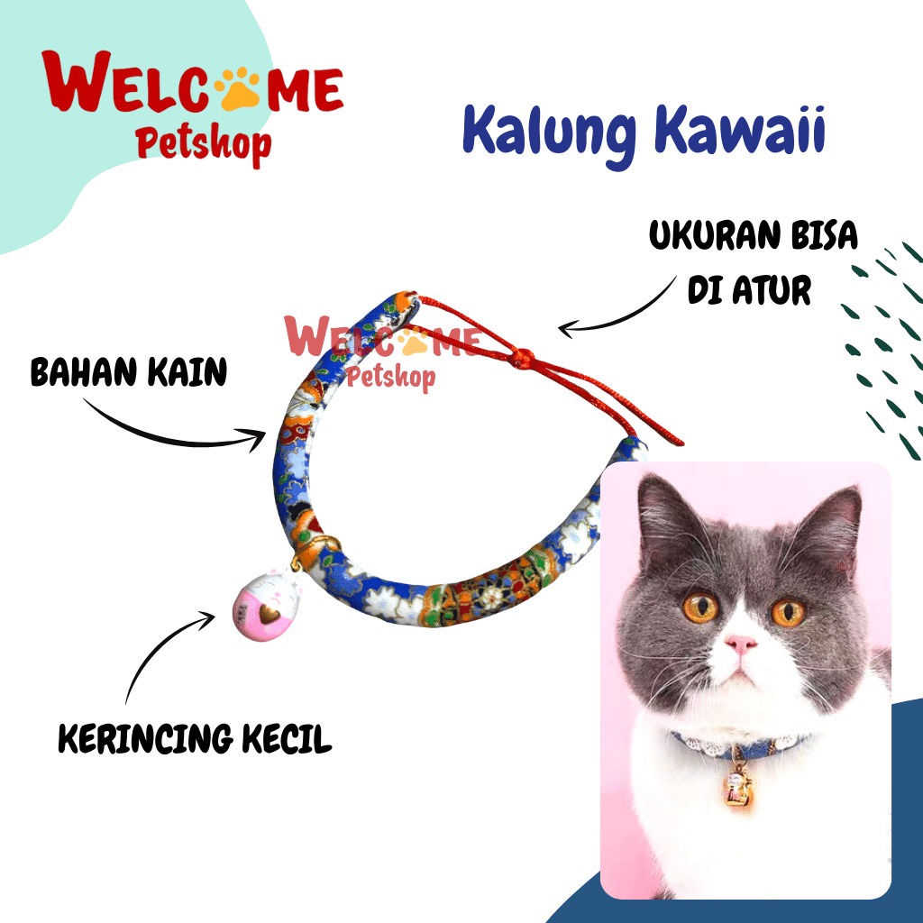 Kalung Kawaii Kucing Anjing Kelinci Collar Necklace Leher Kerincing