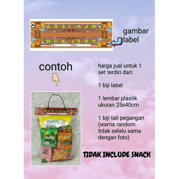 label plastik kemasan bingkisan snack ulang tahun happy birthday ultah karakter animal zoo