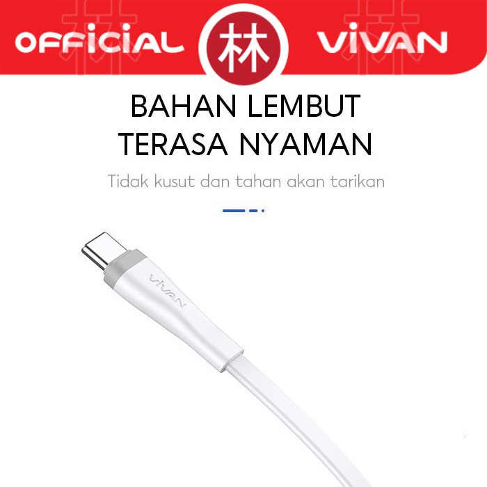 Vivan SC200S Data Cable Type-C Fast Charging 2.4A Flat Design 200 cm