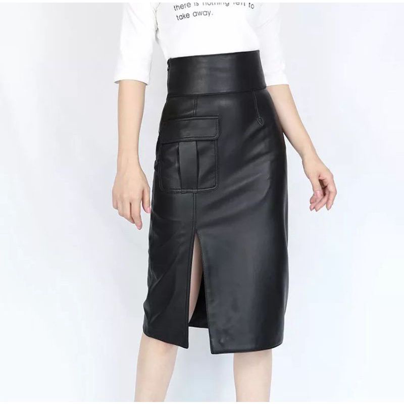 Rok Wanita Maxi High Waist Rok Panjang Span Belahan Split Seksi Dibawah Saku Kanan Model Rok Pensil Maxi Wanita Korea