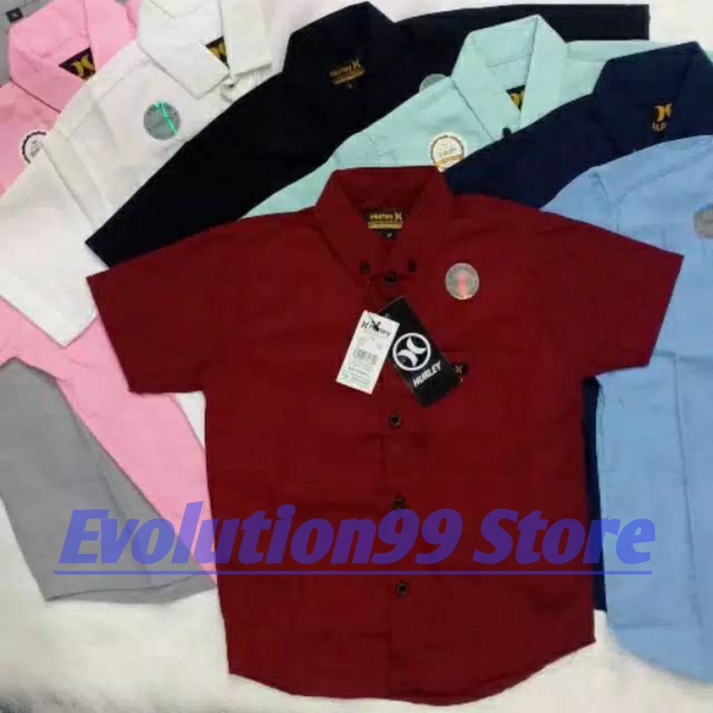 baju Kemeja anak laki-laki lengan pendek polos oxford 1-10 tahun