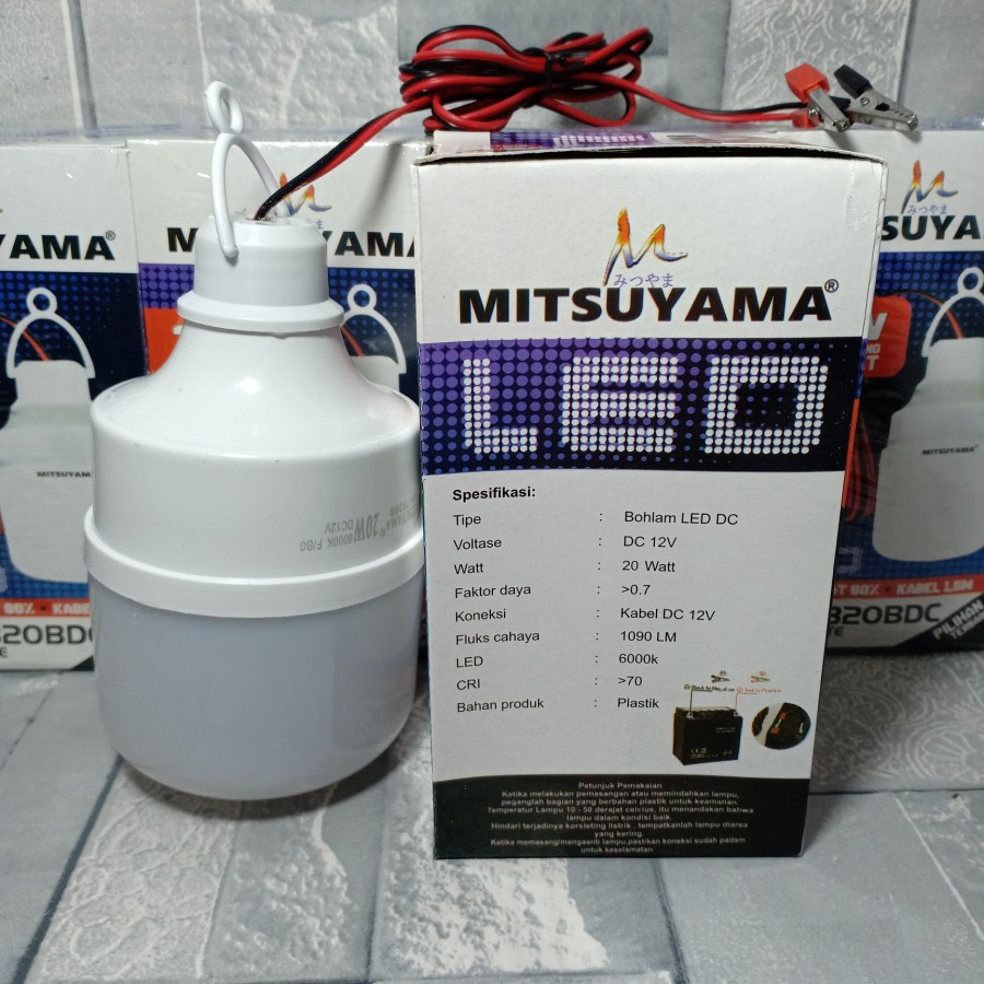 Barangunik2021-Bohlam Lampu LED DC 12v 20watt Mitsuyama Bohlam Jepit Aki DC MS-7320BDC