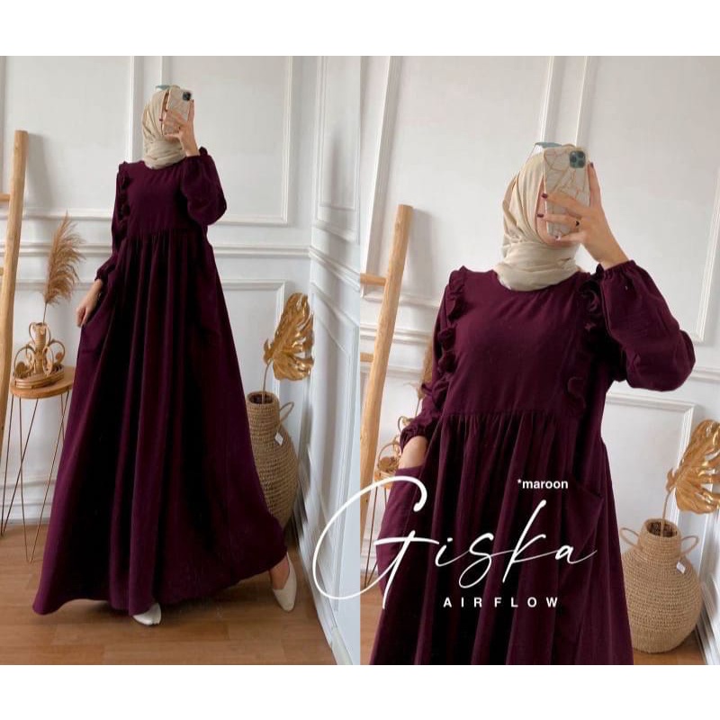 (DBY) GAMIS SLAVINA REMPEL DAILY DRESS WANITA CRINCLE AIRFLOW