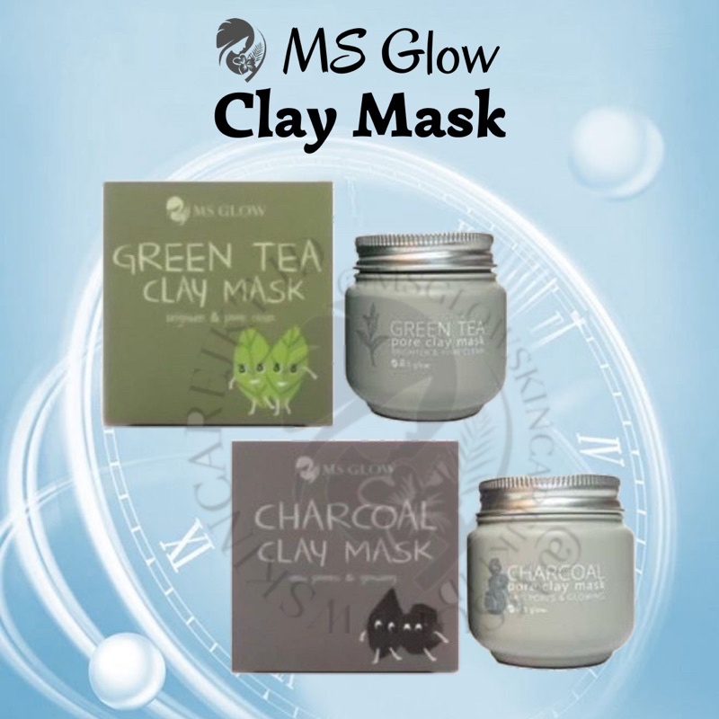 MS GLOW CLAY MASK CHARCOAL / CLAY MASK GREEAN TEA / MASKER MS GLOW