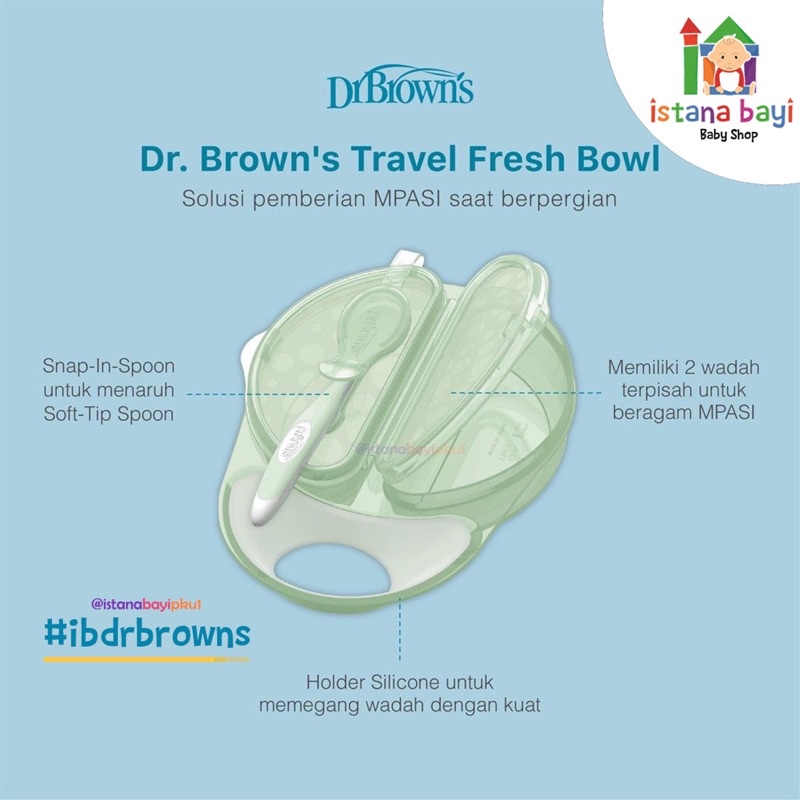 Dr.Brown’s Travel Fresh Bowl and Snap In Spoon - Mangkok makan bayi TF010