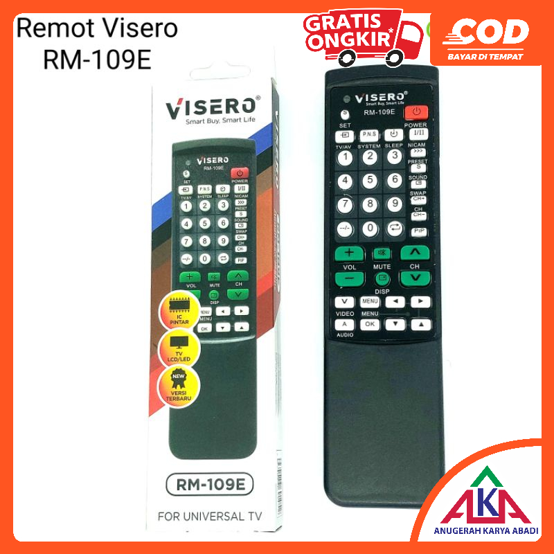 VISERO RM 109E Remote TV Tabung LED LCD Universal Semua Merk