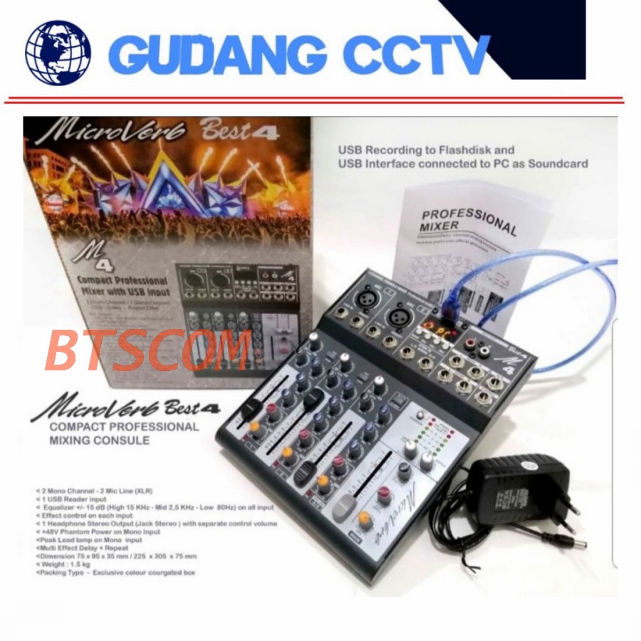 mixer audio microverb best 4 usb bleutooth