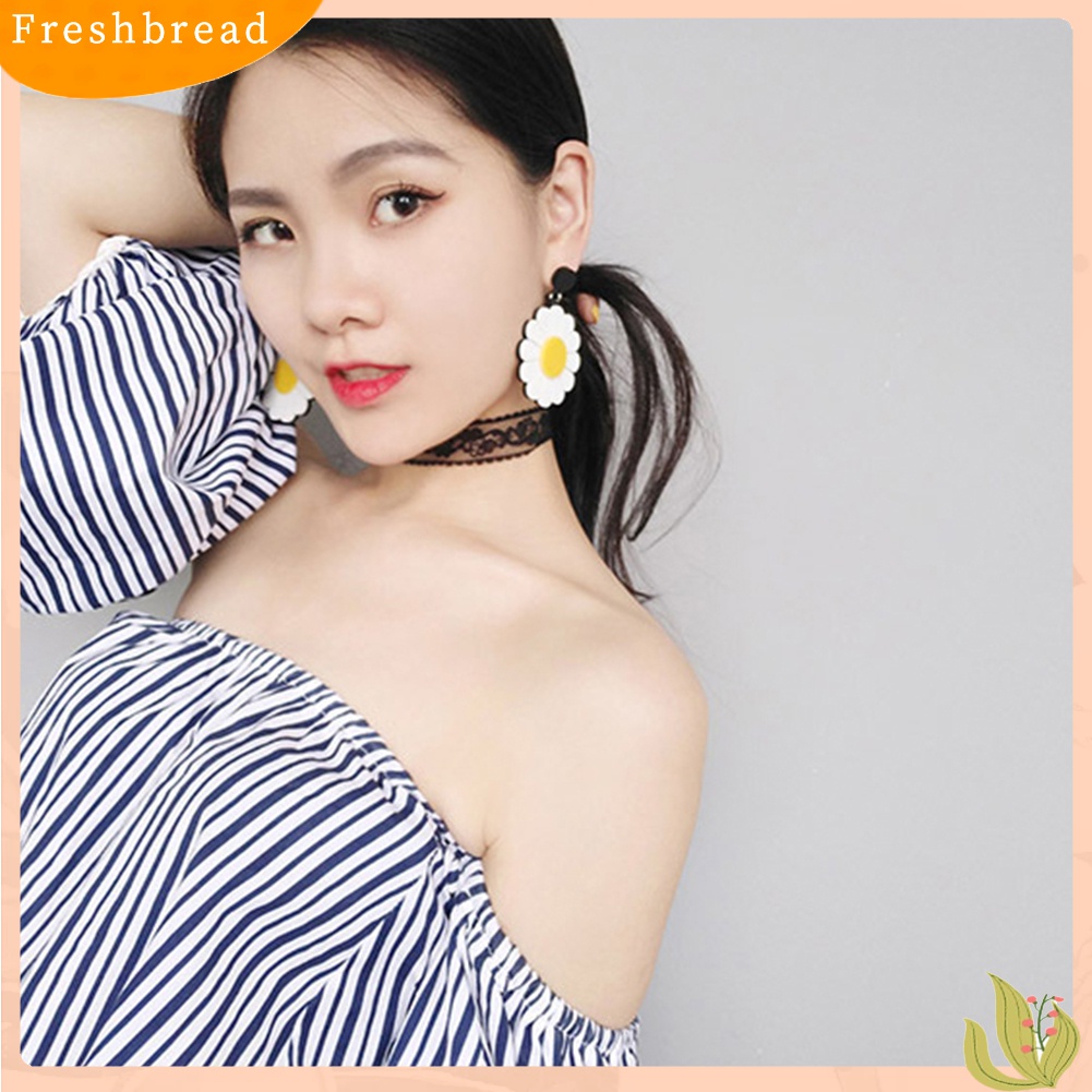 Fresh| Anting Tusuk Gantung Wanita Bahan Akrilik Desain Bunga Aster Besar Untuk Pesta