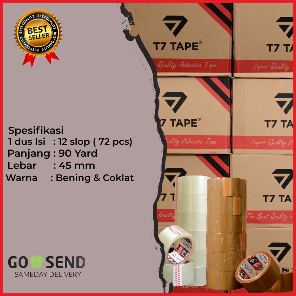 

Lakban Bening Coklat 45 mm x 90 Yard Merk T7