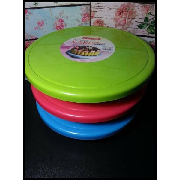 Meja putar dekorasi kue cake tray bahan plastik warna warni peralatan menghias kue