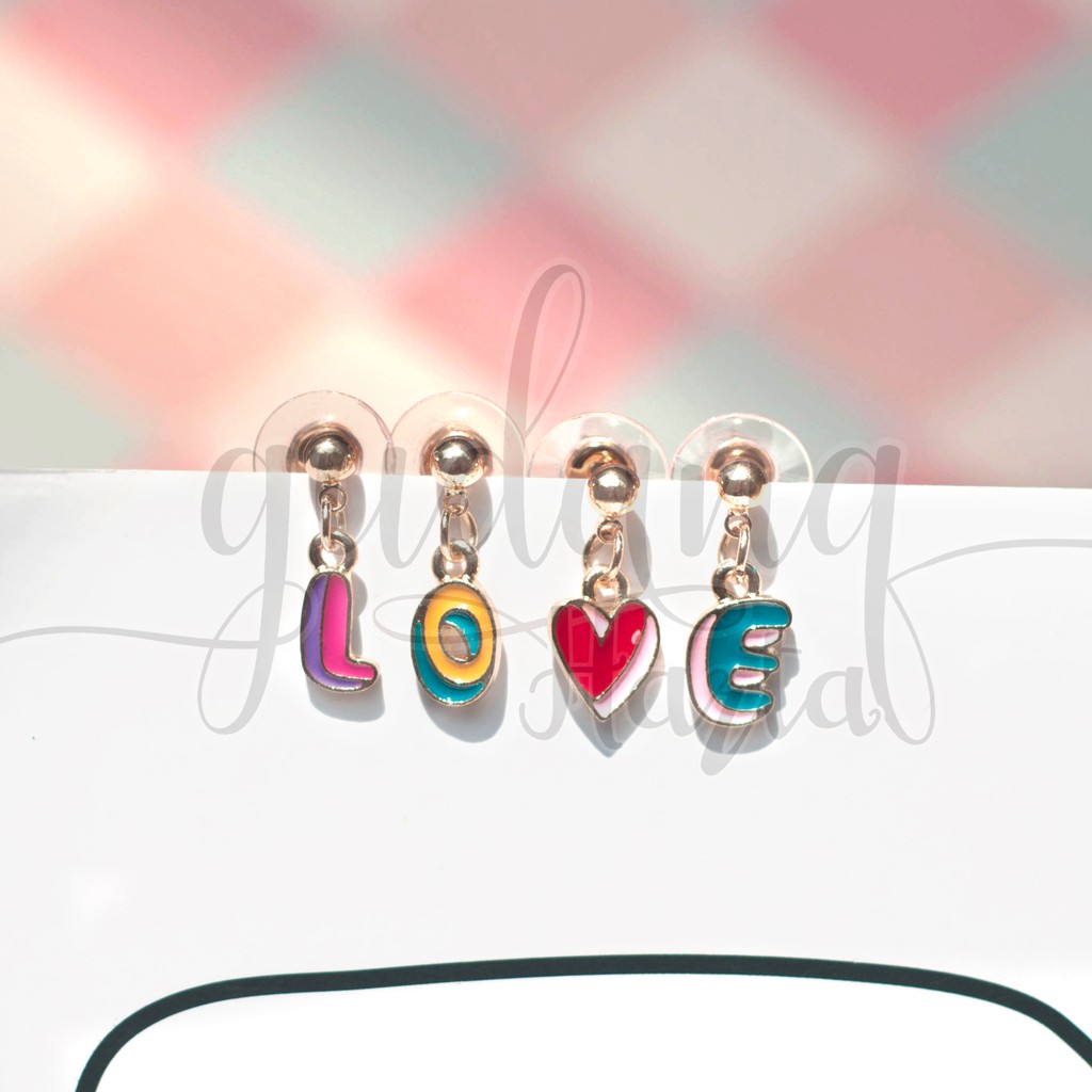 Anting Stud LOVE SET Isi 4 Buah Lucu Unik GH 203784