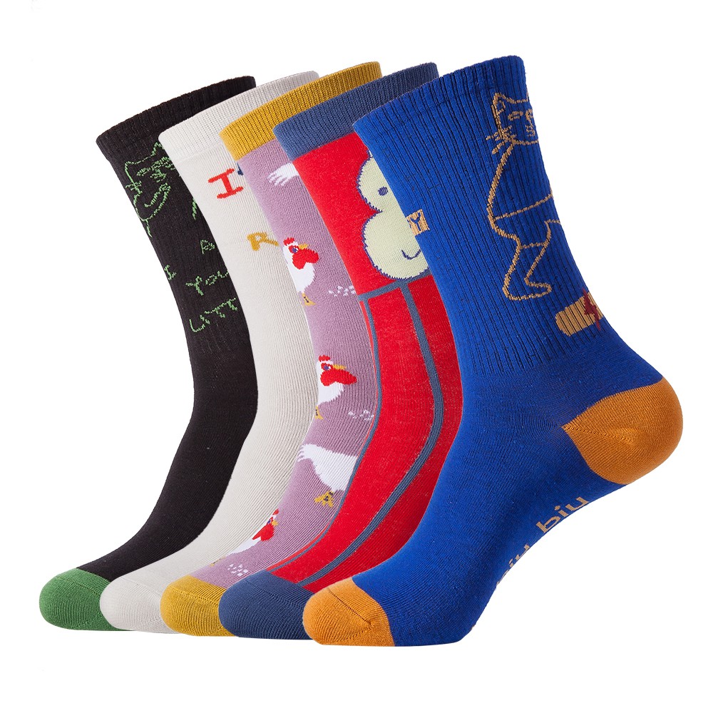 Kaus Kaki Wanita Busana Kreatif Kartun Beruang Ayam Surat Kucing Kaus Kaki Panjang Long Socks