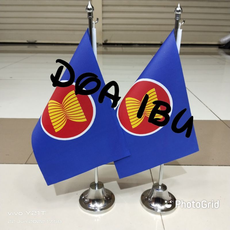 

best seller tiang stenlis meja+bendera LOGO ASEAN ready stock
