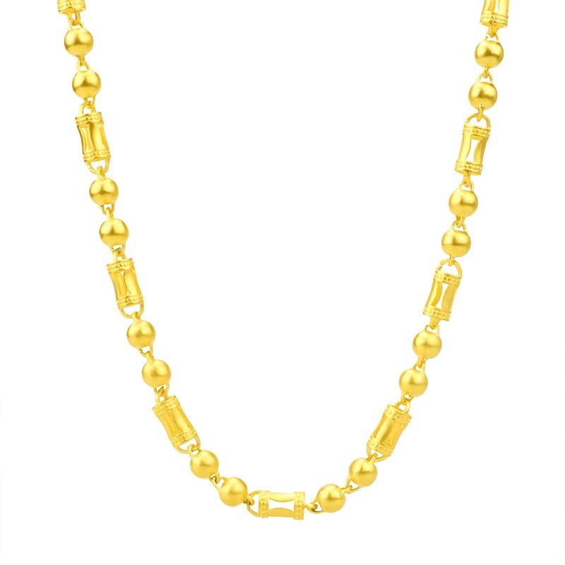 Kalung Emas Asli Kadar 375 Dengan Liontin Bambu Bulat Untuk Pria