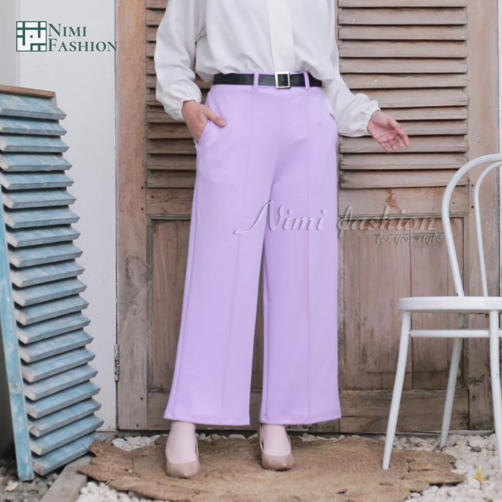 Celana Kulot Scuba Import / Bawahan Wanita Celana Kulot Office Pants Import / Wide Leg Scuba Pants