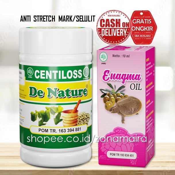 PENGHILANG SELULIT / STRETCH MARK HERBAL KAPSUL CENTILOSS & ENEGMA OIL DE NATURE