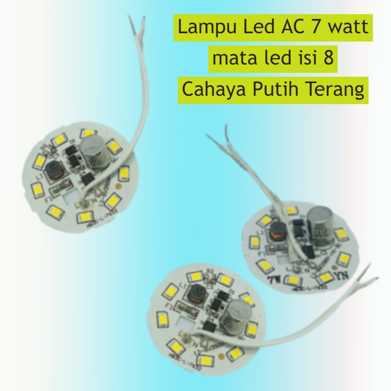 Papan wadah rumah tempat pcb lampu led AC 7 watt SMD mata led 8 pcs listrik 220 bulat cahaya putih t
